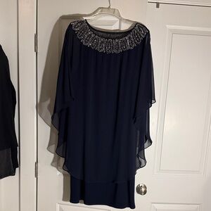 Xscape Navy Blue Embellished Dress